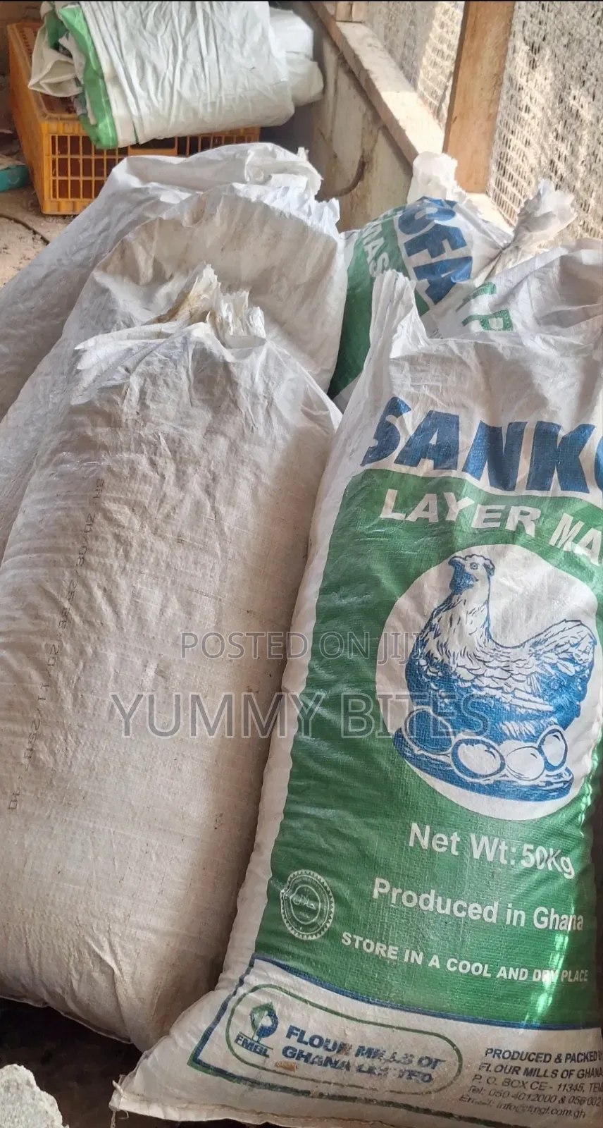 Empty Chicken Feed Sacks .