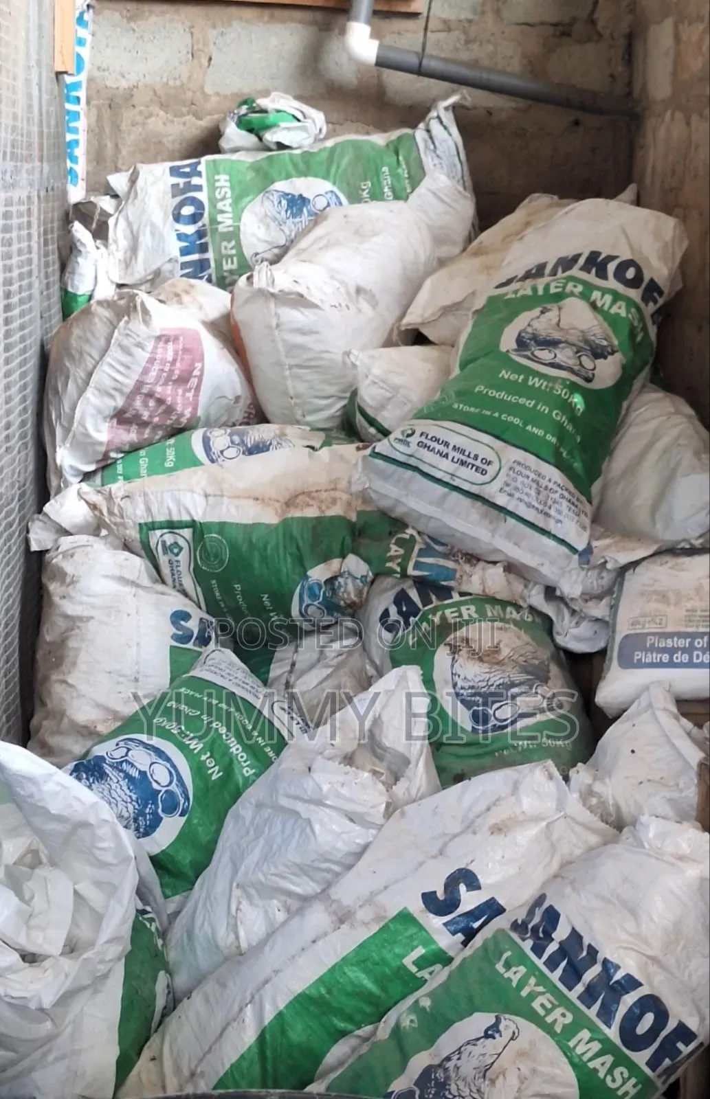 Empty Chicken Feed Sacks .