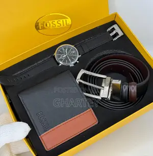 Fossil Men's Premium Gift Set – Watch, Wallet Belt