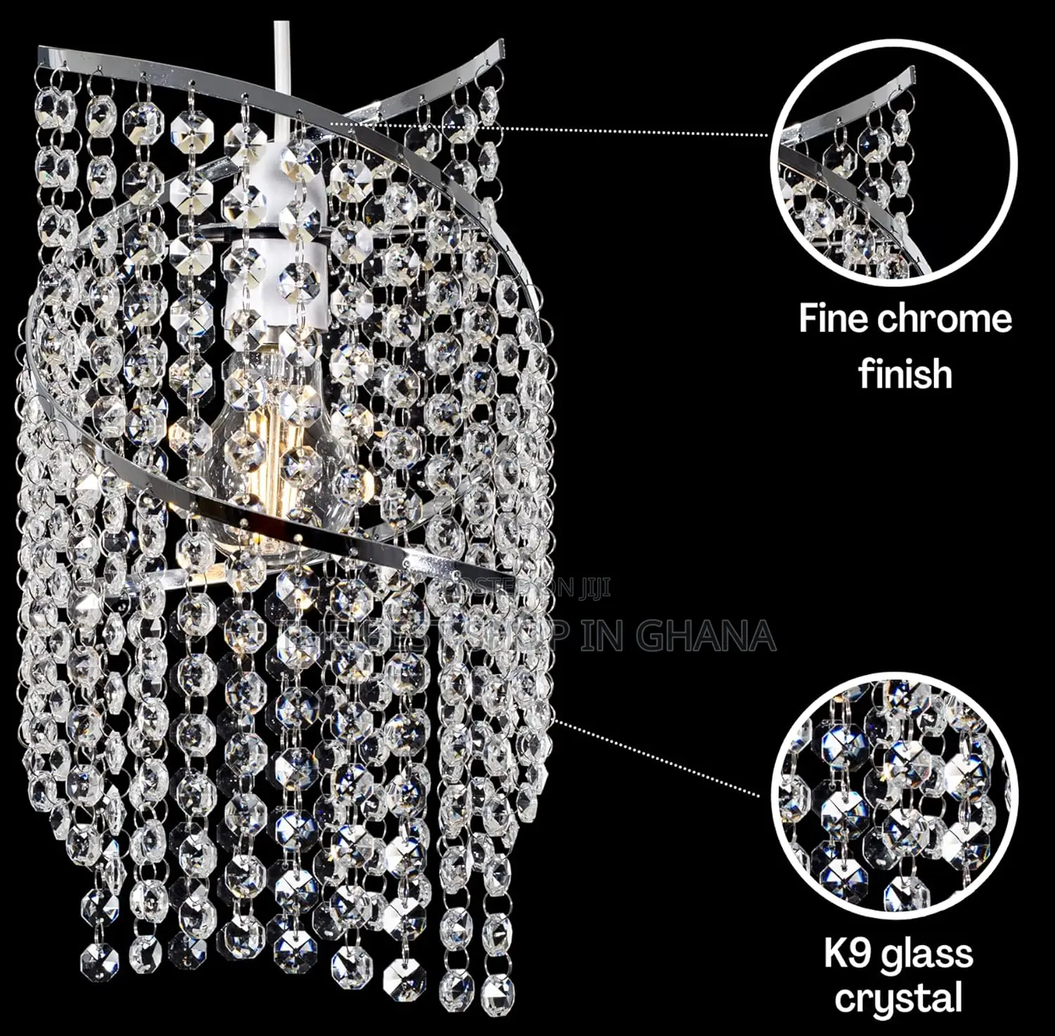 Klass Home Crystal Spiral Droplet Light Shade | Pendant, Lamp Shade