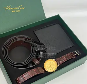 Kenneth Cole Men’S Gift Set – Chronograph Watch, Leather Wallet Belt