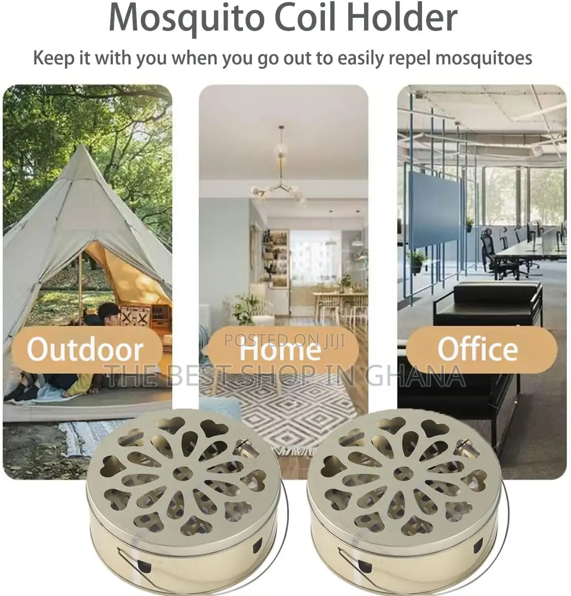Mosquito Coil Holder, 2pcs Incense Burner With Handle and Lid