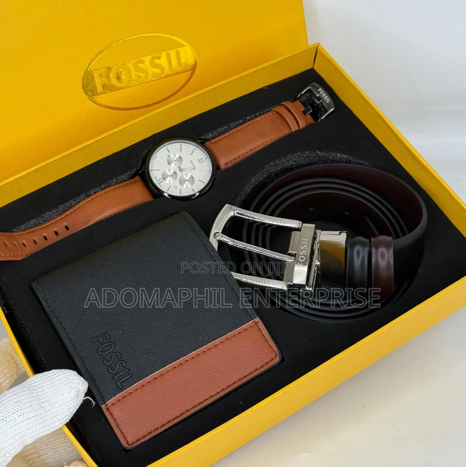 Fossil Watch ,Belt and Wallet Combo