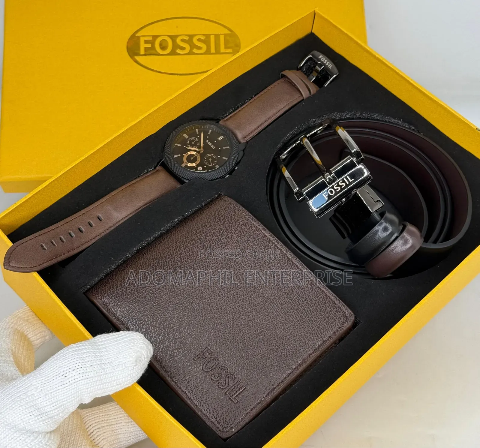 Fossil Watch ,Belt and Wallet Combo