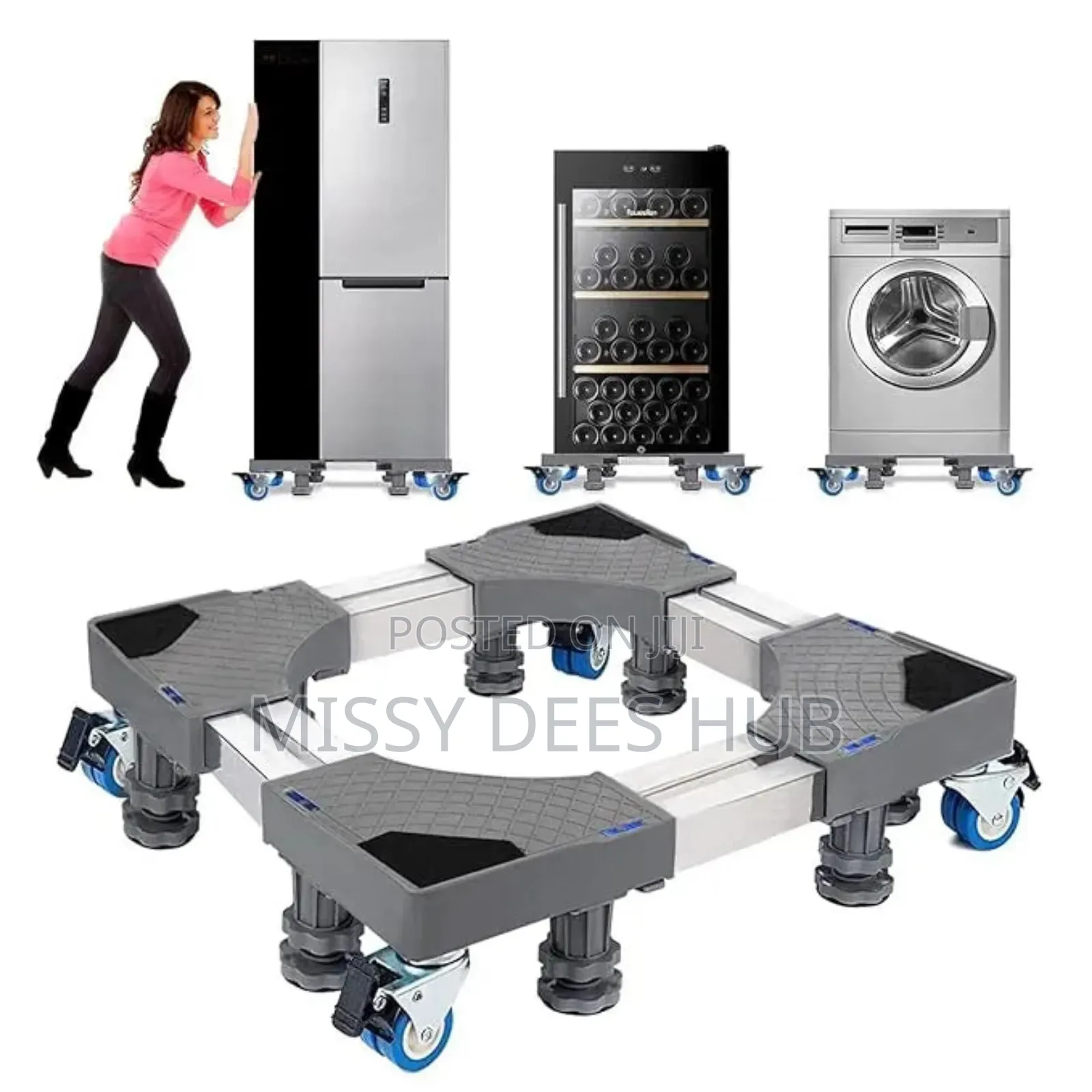 Movable Base With Double Poles for Washing Machine and Fridge