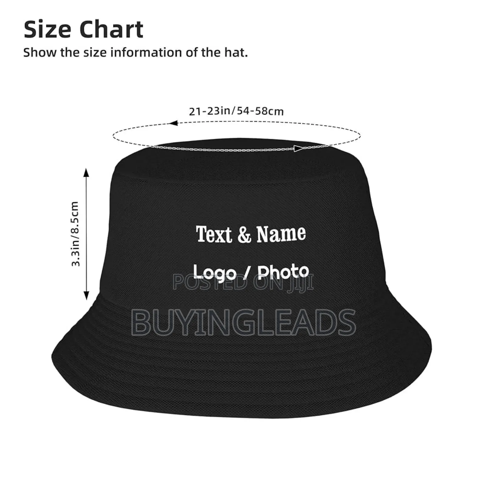 5 PCS Customizable Black Bucket Hat