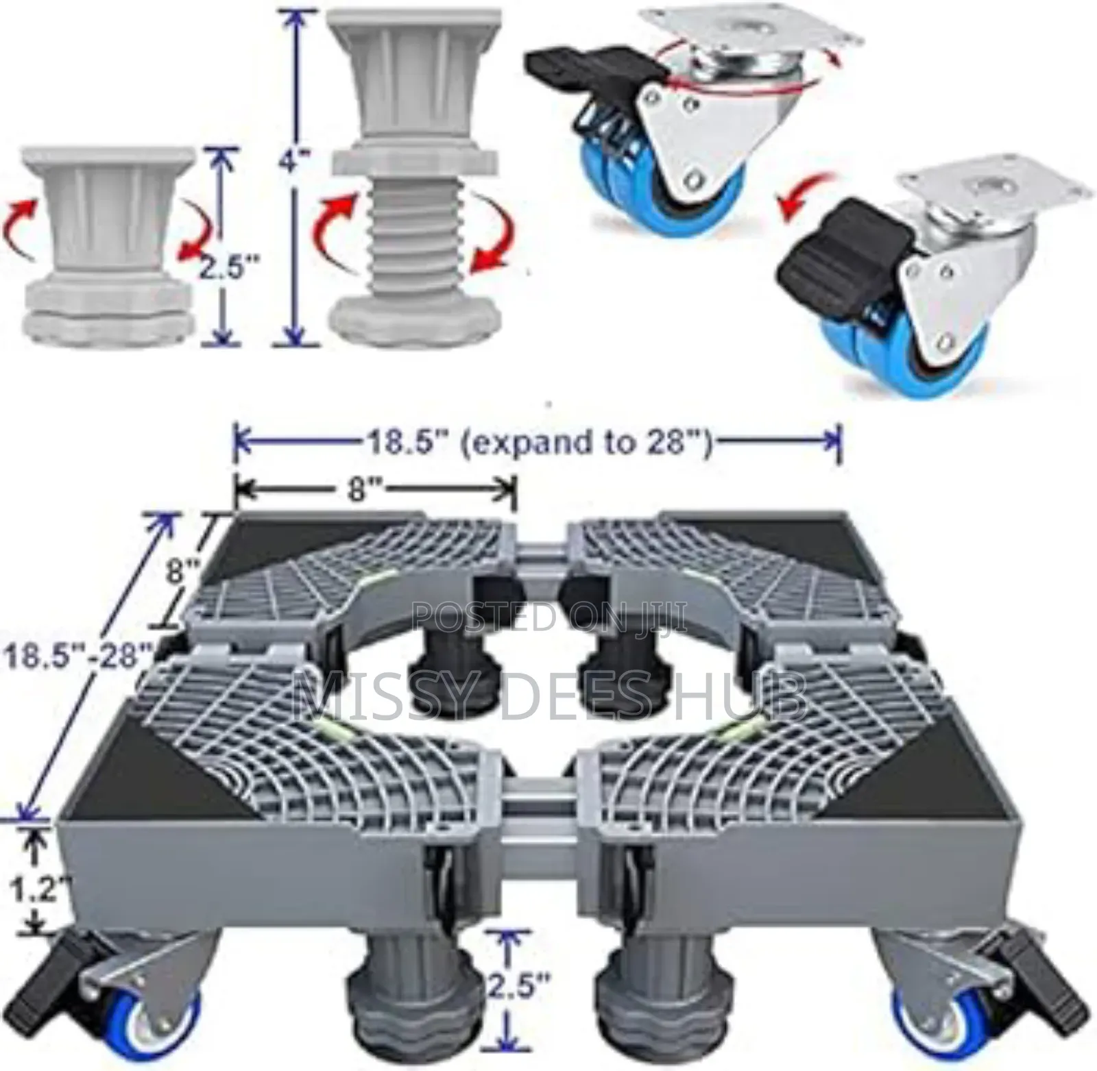 Movable Base With Double Poles for Washing Machine and Fridge