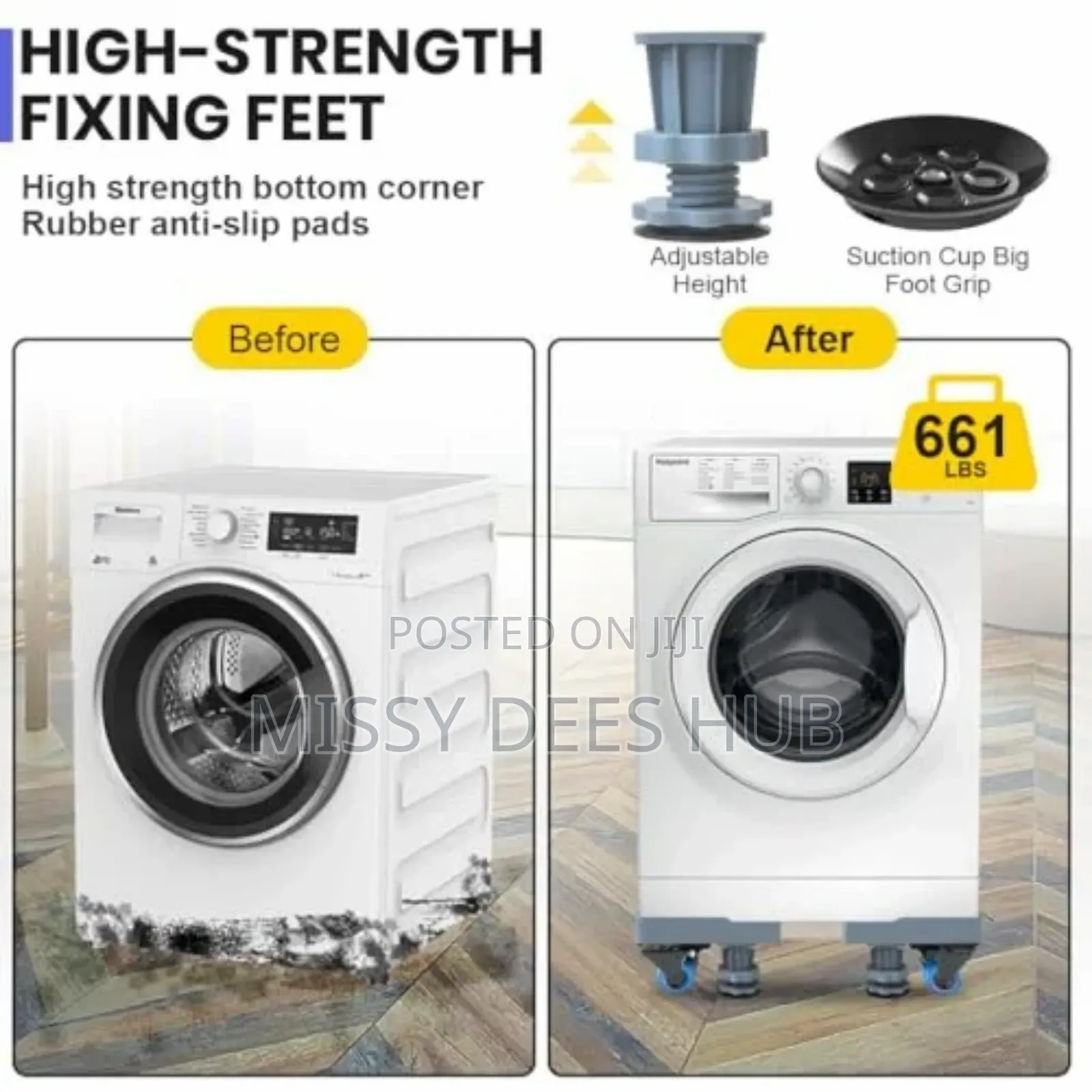 Movable Base With Double Poles for Washing Machine and Fridge