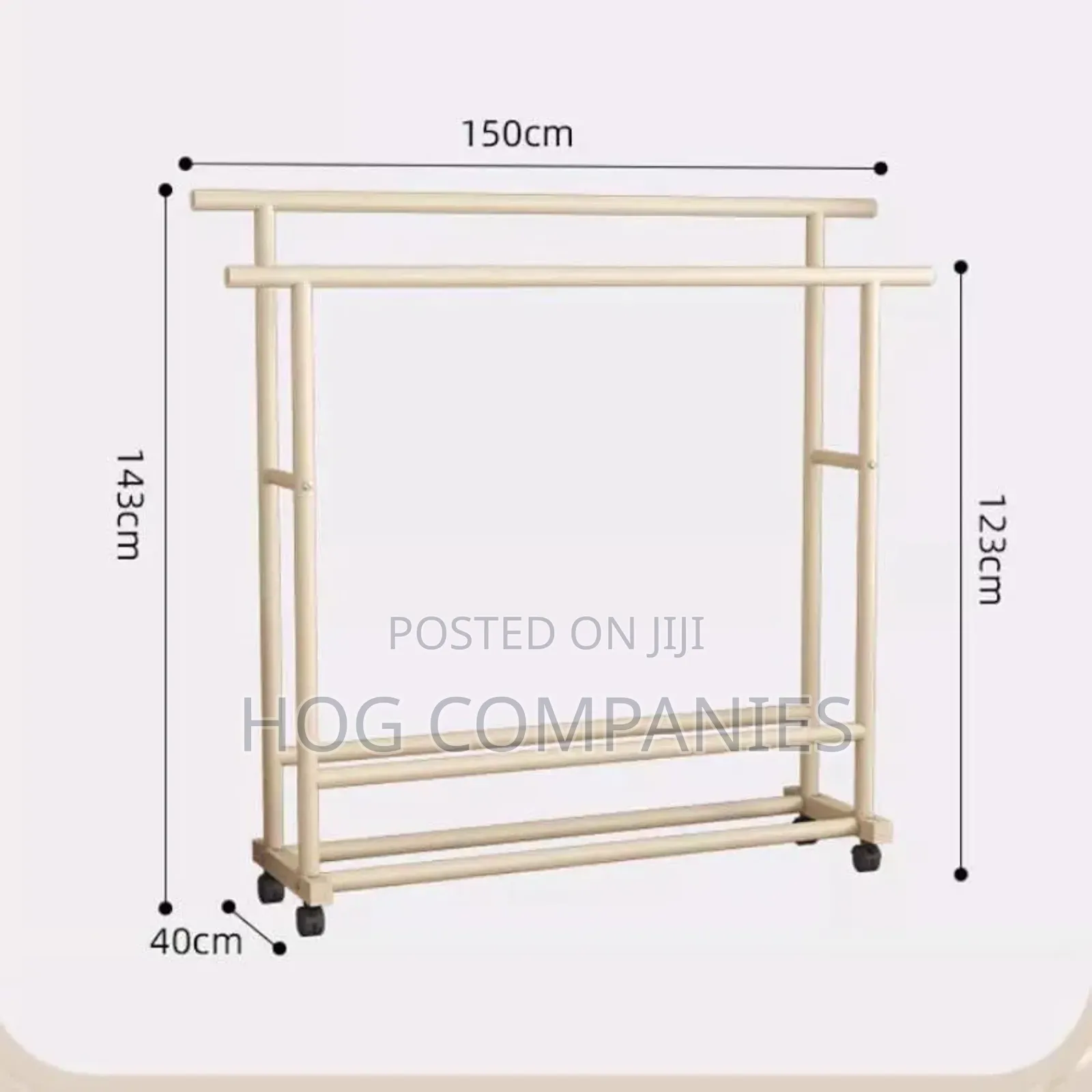 Double Pole Trolley Clothes Coat Metal Hanger Rack- Fast Delivery 2hrs