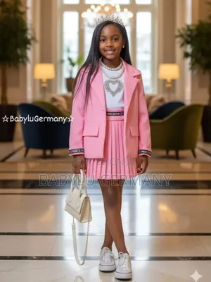 5 Piece Pink Girl Suit With Handbag and Hair Band
