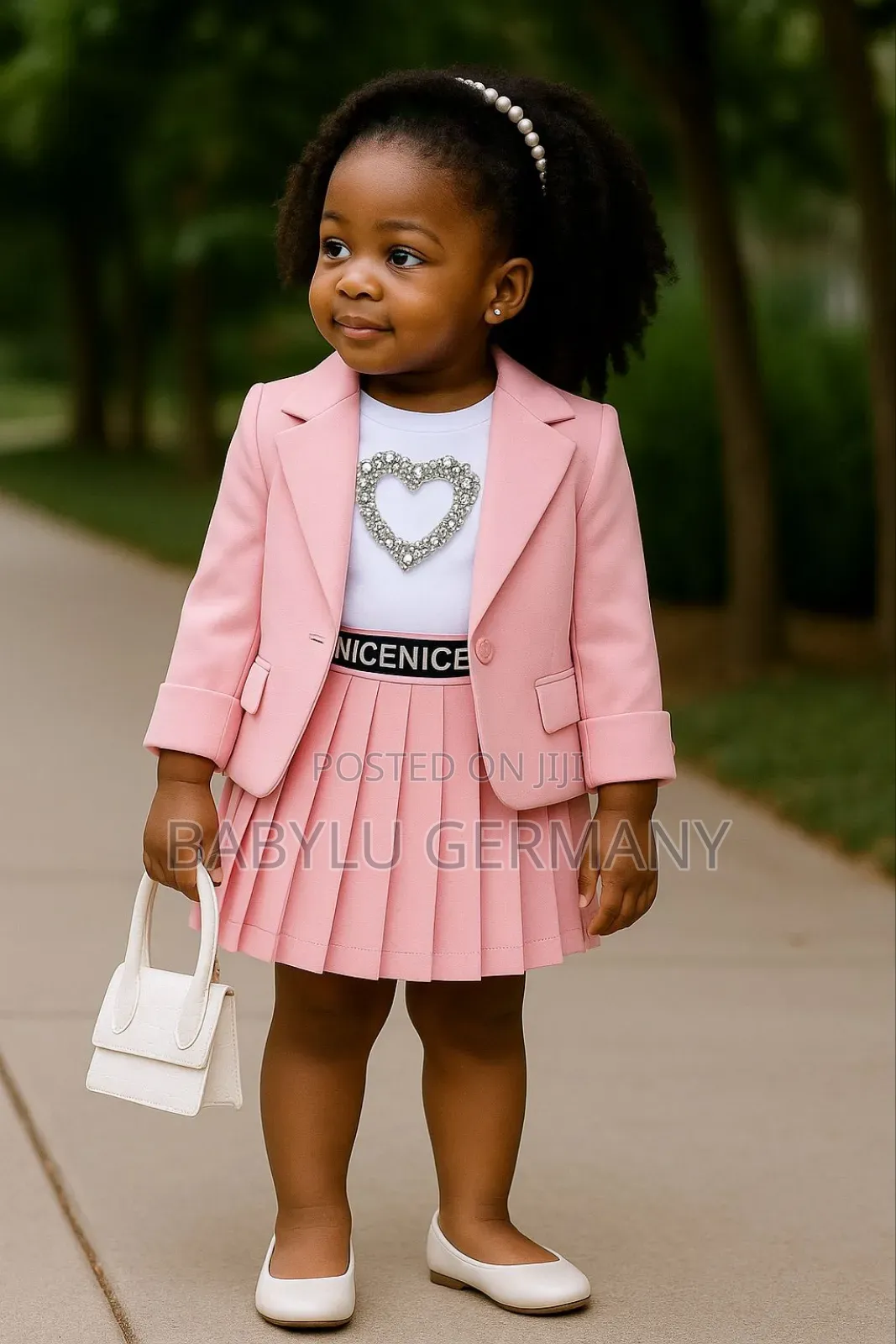 5 Piece Pink Girl Suit With Handbag and Hair Band