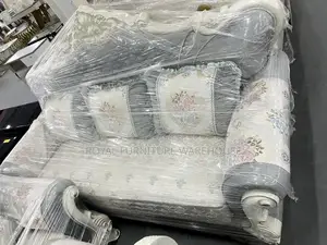 C Blue and White Textured Foreign Royal Sofa Set (3+2+1)