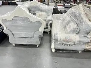 C Blue and White Textured Foreign Royal Sofa Set (3+2+1)