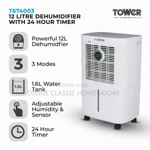 Tower 12litre Dehumidifier With 24-Hour Timer