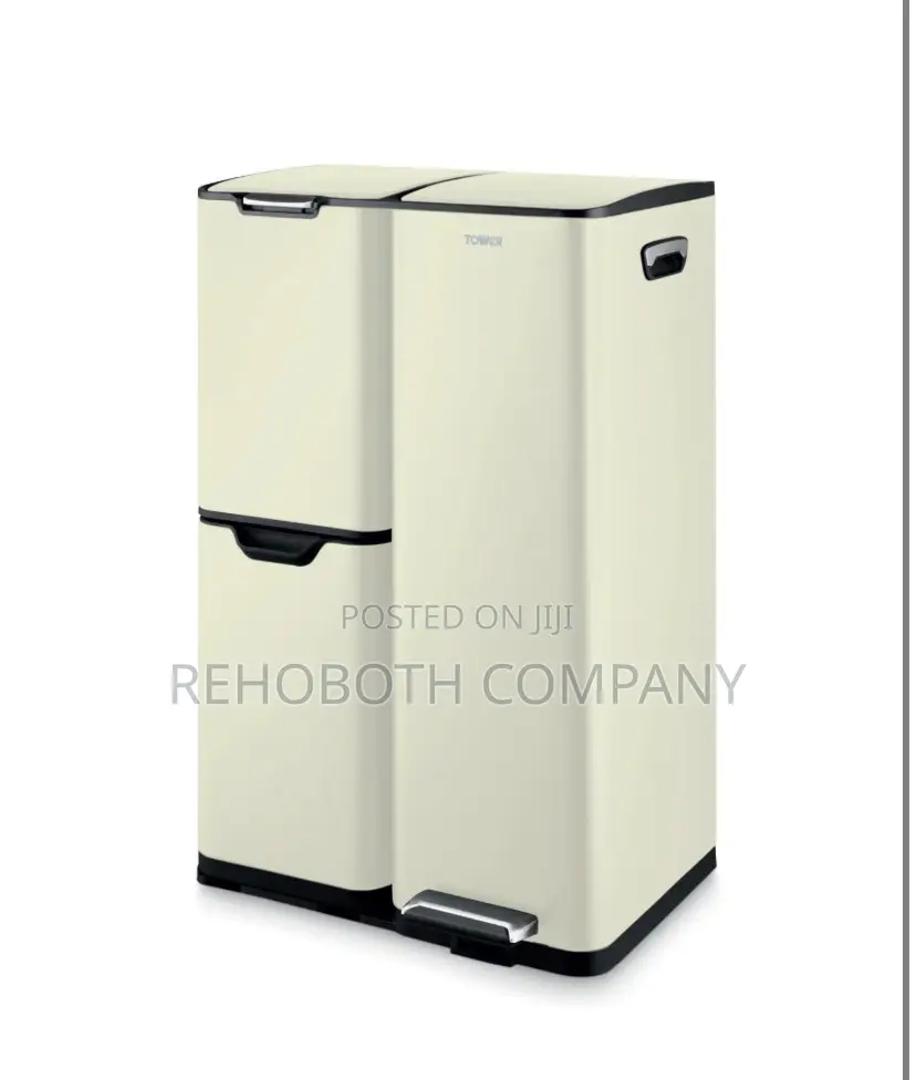 Tower T838024c Pedal Bin, Steel, Cream
