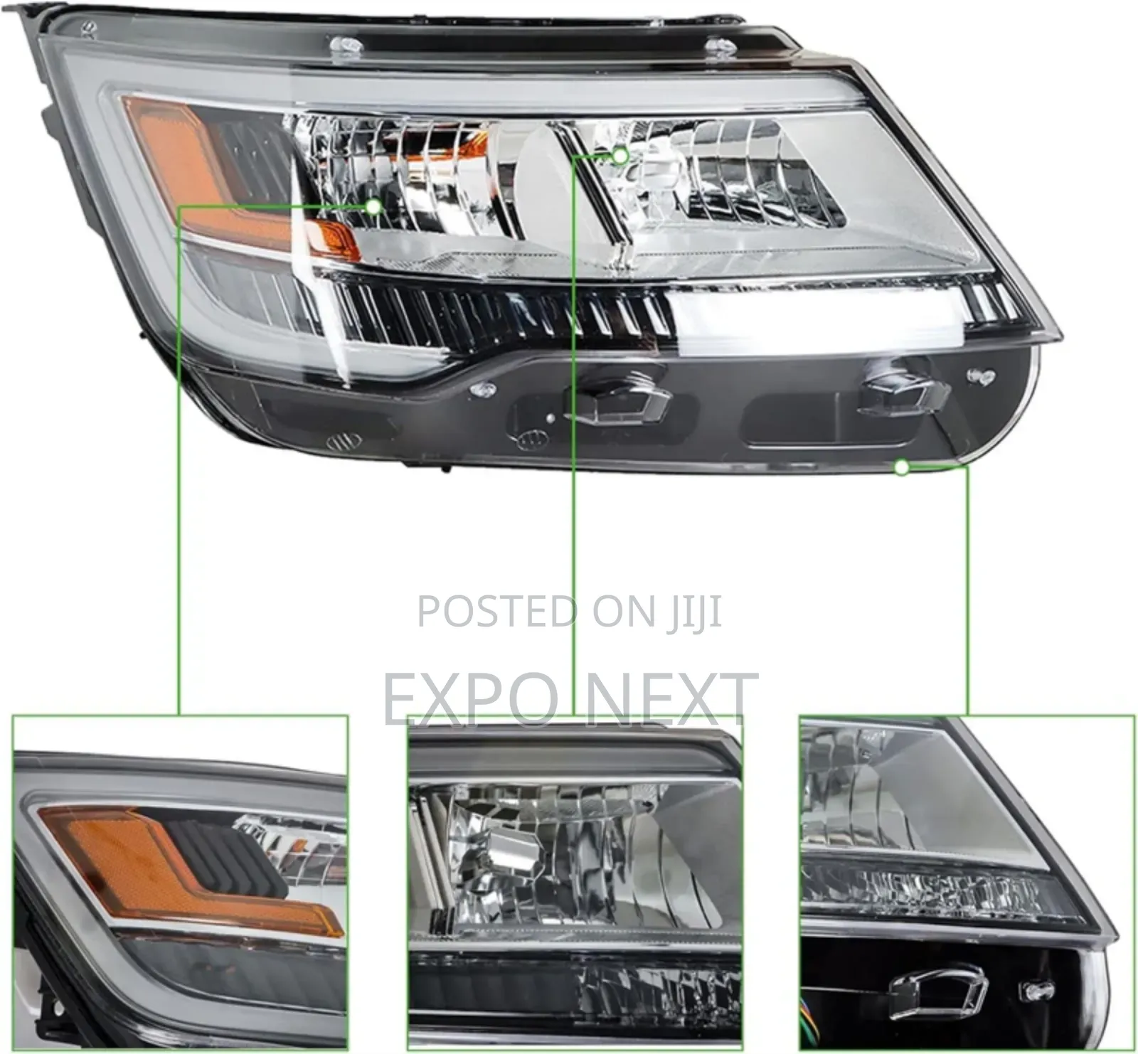 Headlight Led Chrome Housing for 2016-2019 Ford Explorer Pair