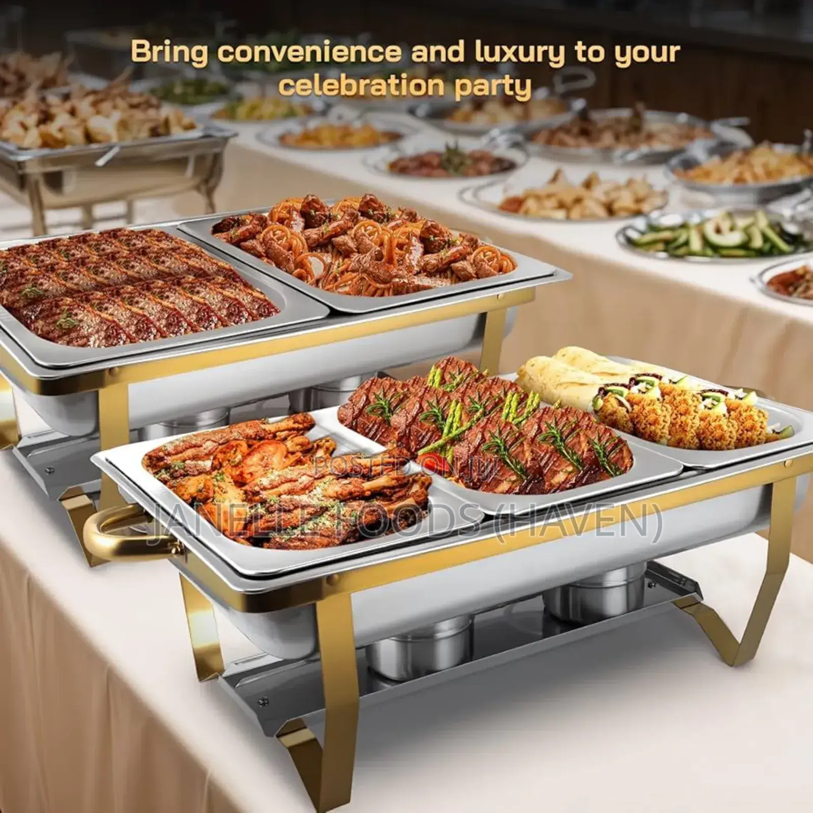 Renting! Gold-rimmed Multi-compartment Chafers (Double Or Triple Pans)