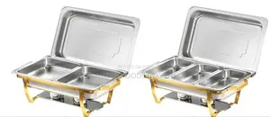 Renting! Gold-rimmed Multi-compartment Chafers (Double Or Triple Pans)