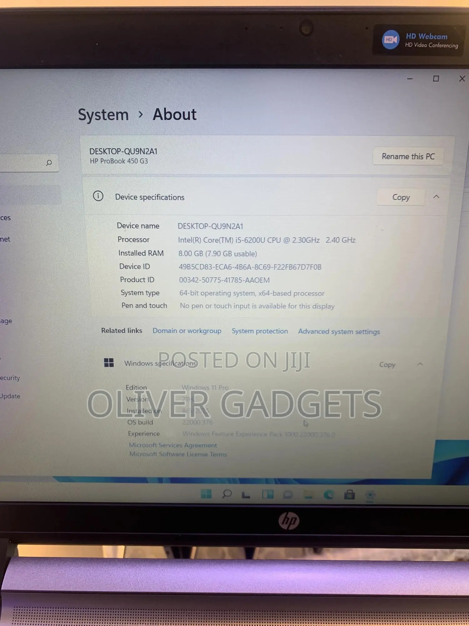 Laptop HP ProBook 450 G3 8GB Intel Core I5 SSD 256GB