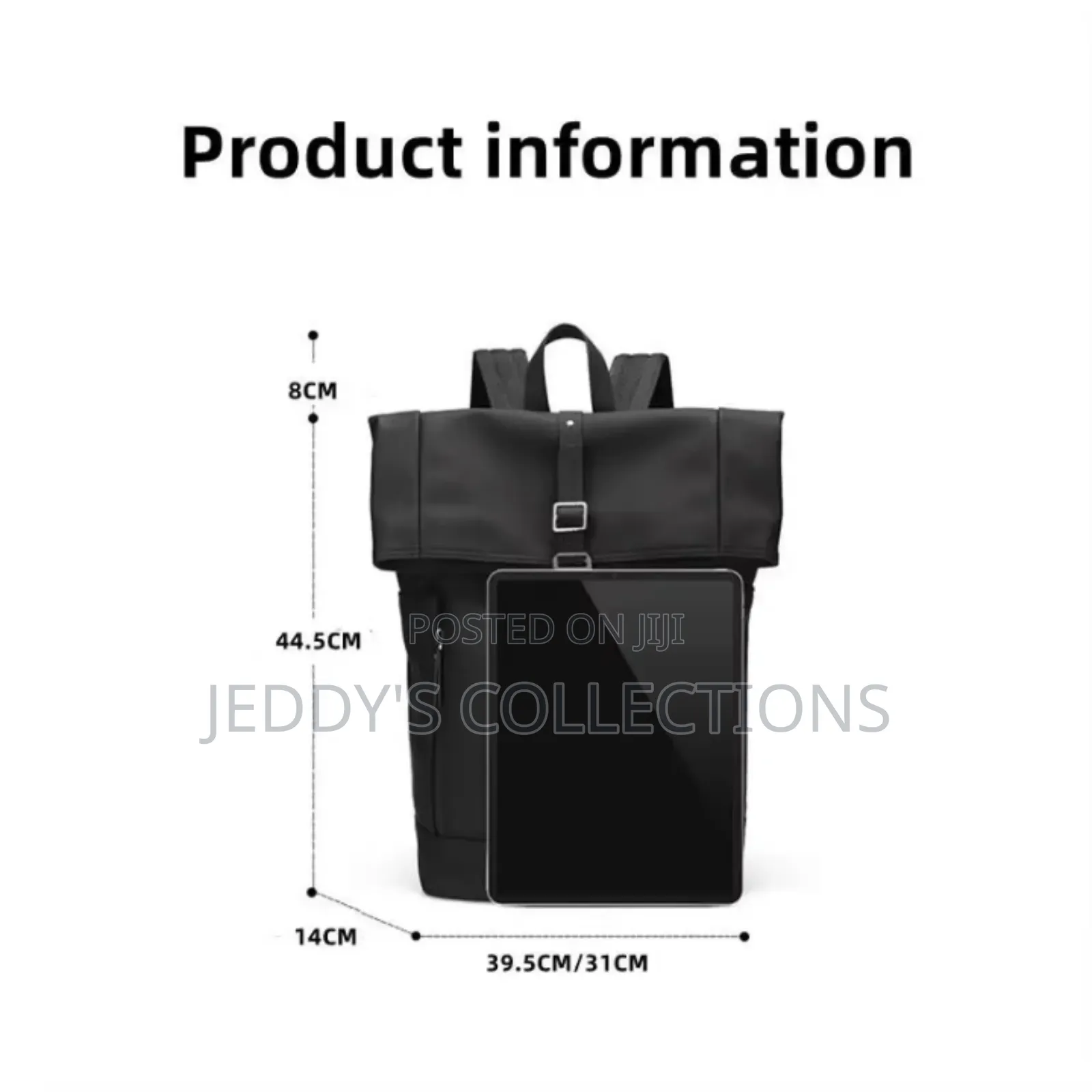 Large Capacity Unisex Roll Top Daypack Waterproof Laptop Backpack