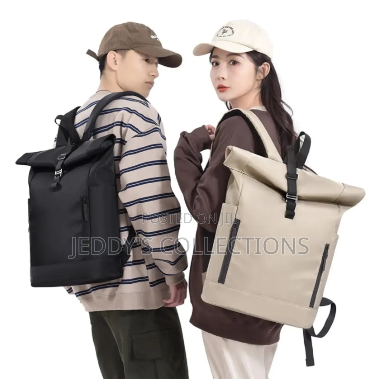 Large Capacity Unisex Roll Top Daypack Waterproof Laptop Backpack