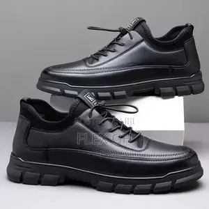 Men's Comfortable Casual Leather Lace-Up Soft Sole Shoe - Black