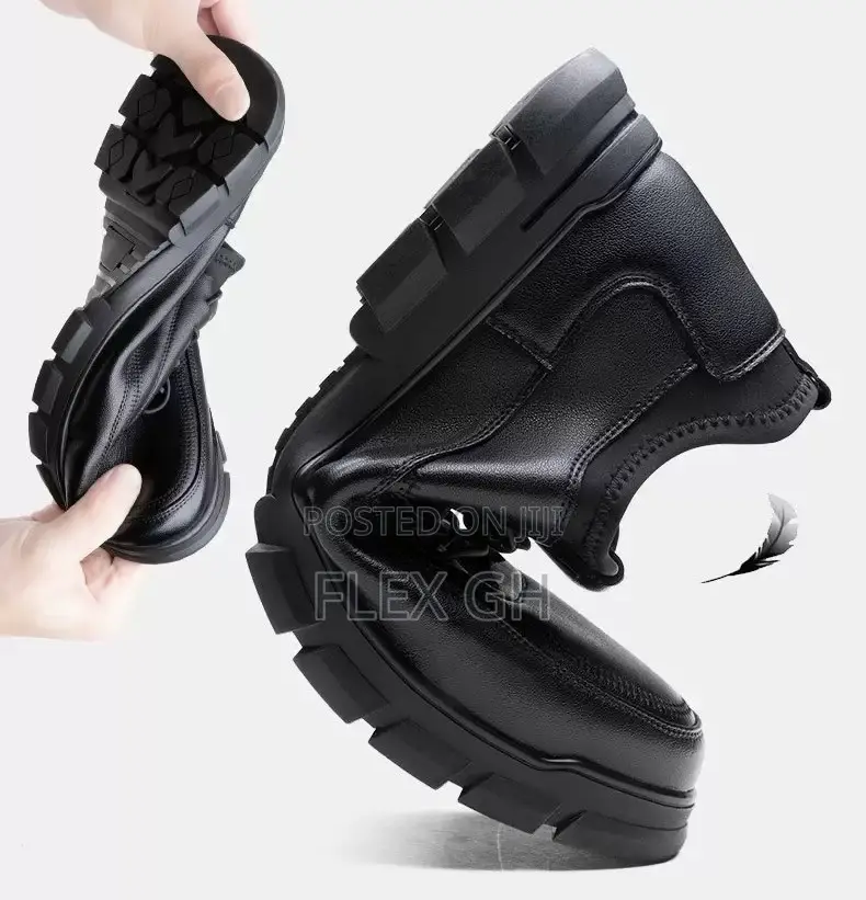 Men's Comfortable Casual Leather Lace-Up Soft Sole Shoe - Black