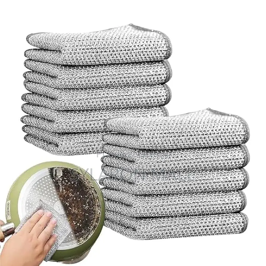 10pcs Premium Double-layer Stainless Steel Scrub Cloth