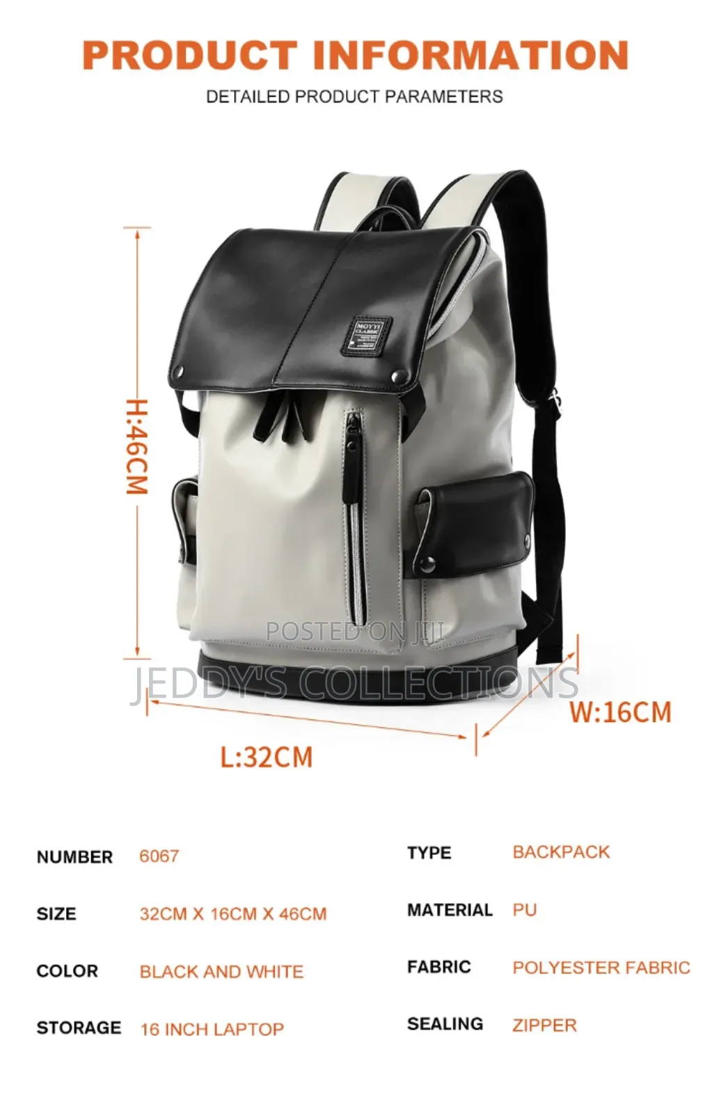 Pu Leather Large Capacity Laptop Backpack With a Charging Port