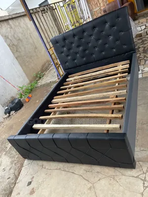 Black Double Leather Bed Frame