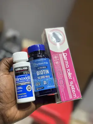 Kirkland Minoxidil, Puritan Biotin and Derma Roller
