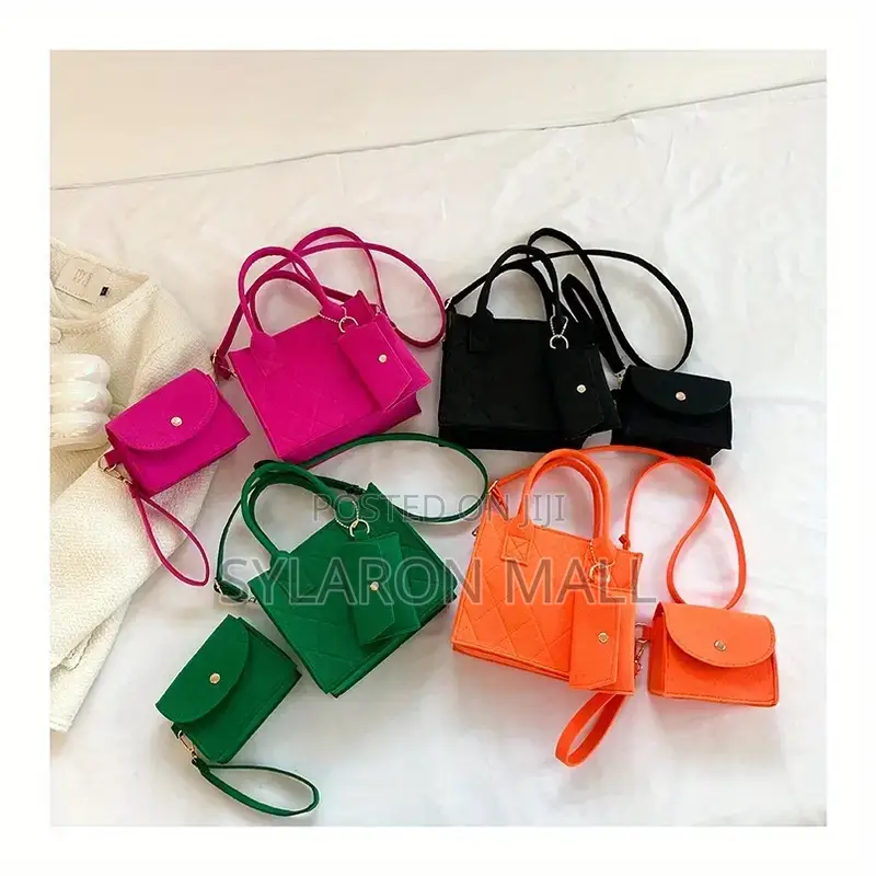 3-in-1 Quilted Mini Felt Bag Set – Bold Colors