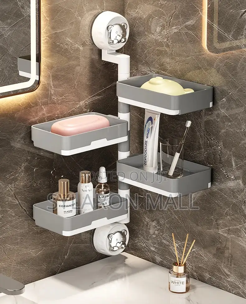 3-Layer Rotating Wall-Mounted Bathroom Shelf