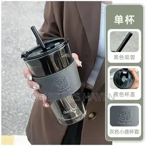 Original 500ml Gucgres Glass Cup With Straw
