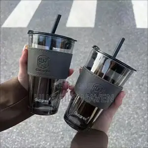 Original 500ml Gucgres Glass Cup With Straw