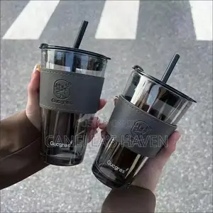 Original 500ml Gucgres Glass Cup With Straw