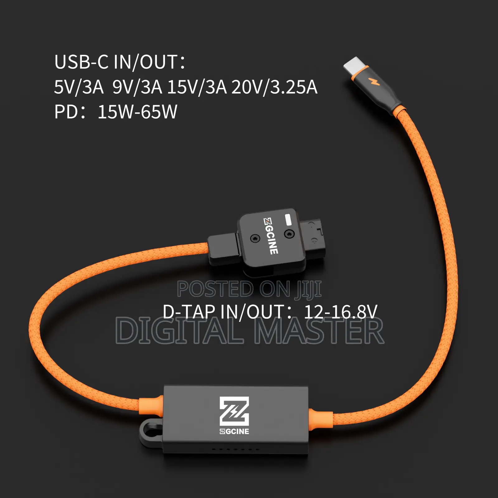 Zgcine D-tap To Usb-c Pd 2-way V-mount Charger Power Delivery Cable
