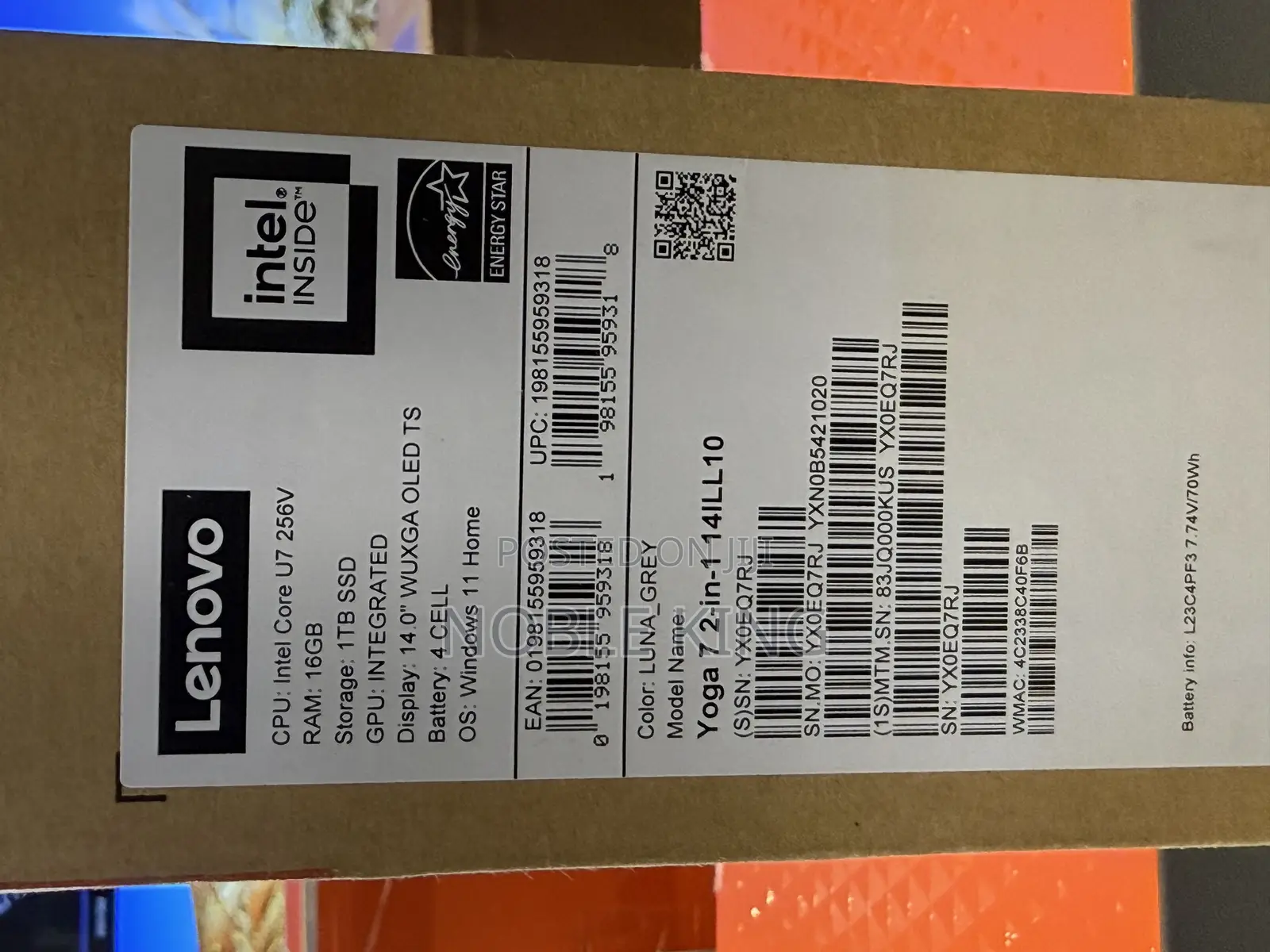 New Laptop Lenovo Yoga 7i 16GB Intel Core Ultra 7 SSD 1T