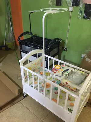 White Wooden Cot With Music