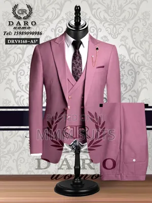 Quality 3-Piece Turkish Men Suit With Gold Buttons in Peach Colour