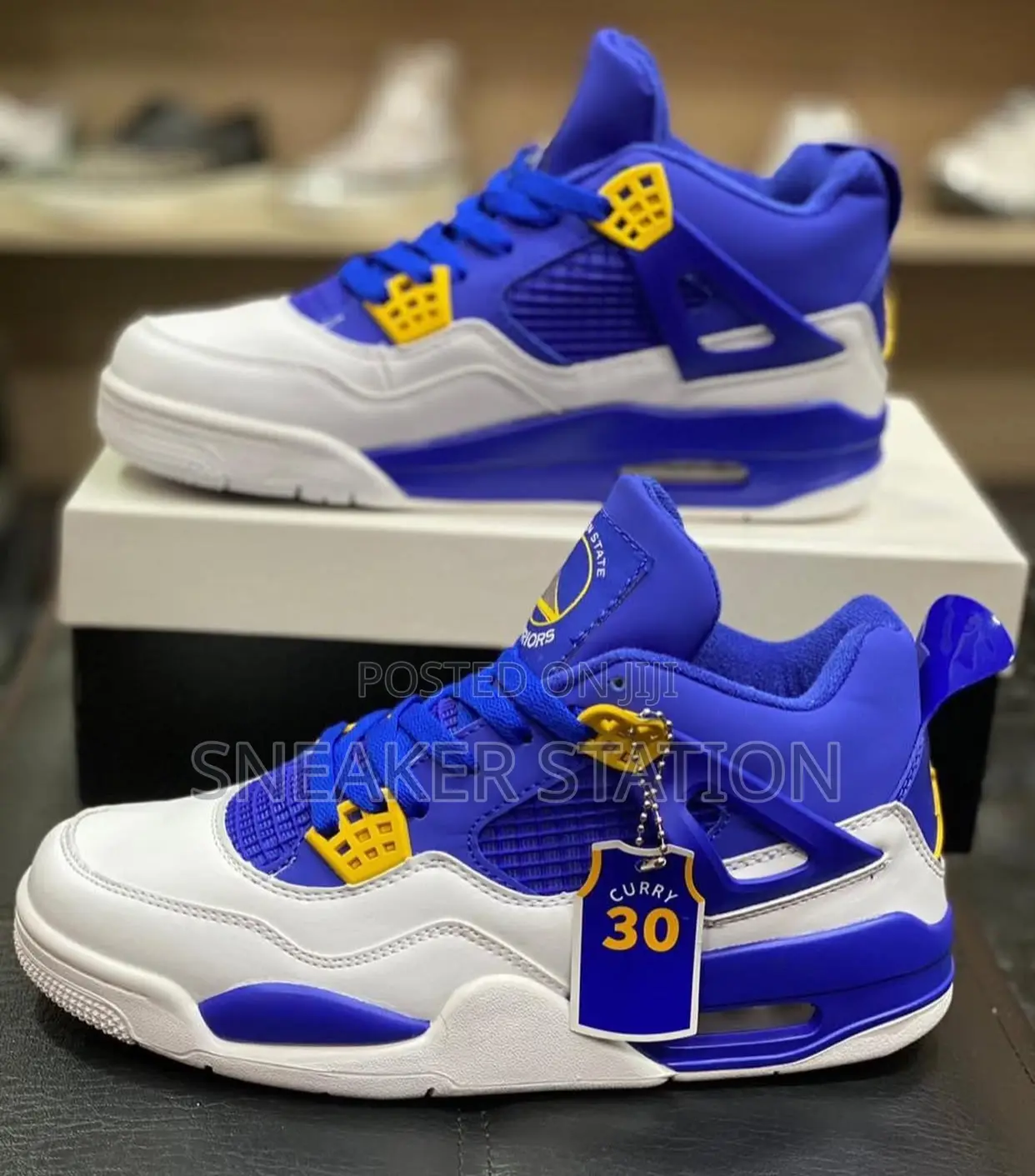 Air Jordan Retro 4 Curry Blue/White
