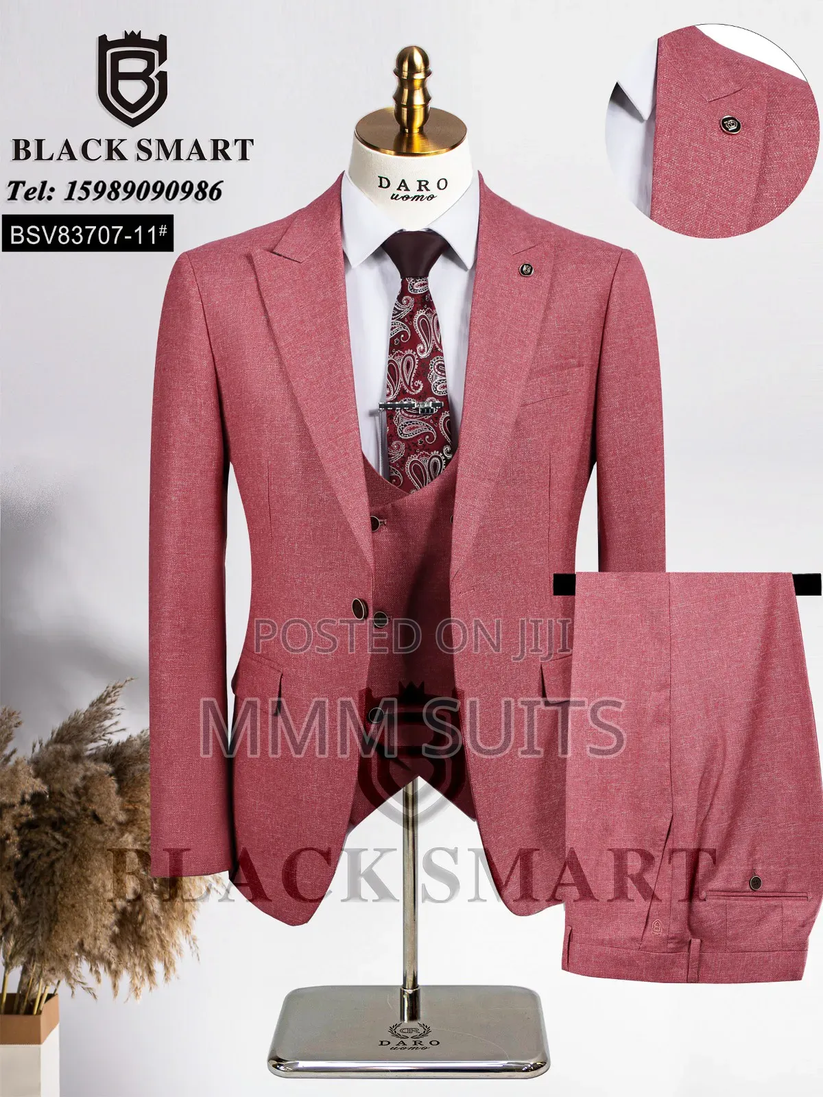 Quality 3-Piece Textured Turkish Daro Men Suit in Peach Colour
