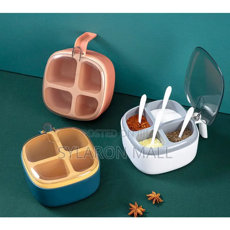 4-in-1 Spice Storage Container With Spoons Lid