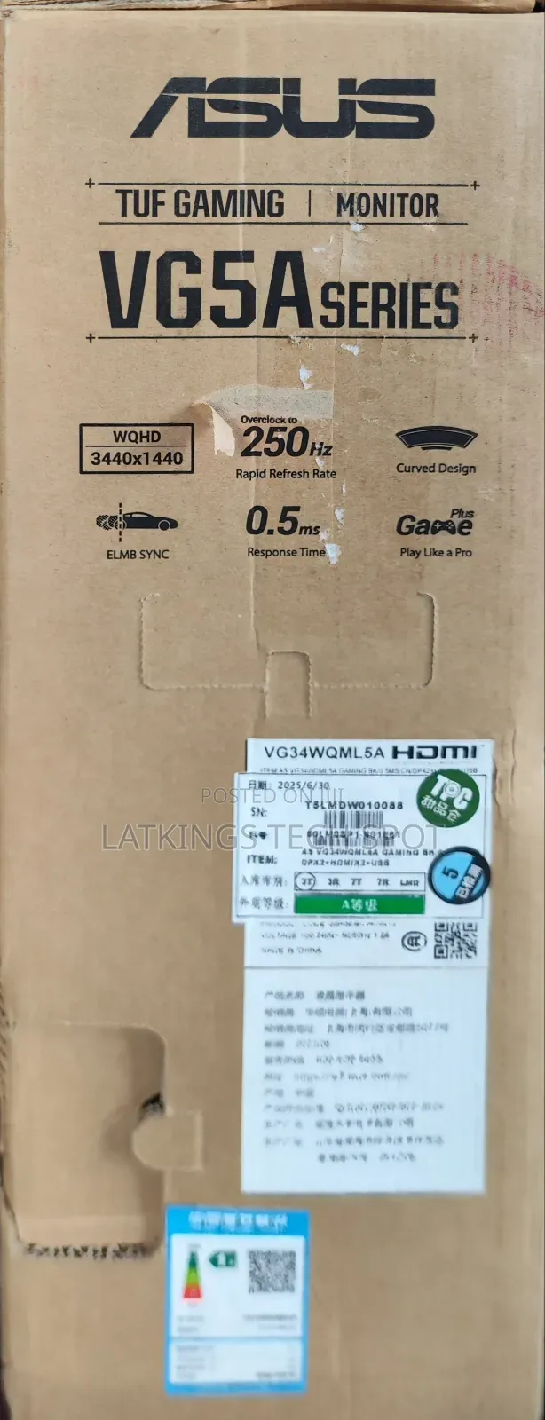 ASUS Tuf 34 Inch Curv Ultrawide 3440✘1440 250hz