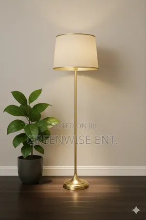 The Radiant Elegance Brass & Linen Floor Lamp