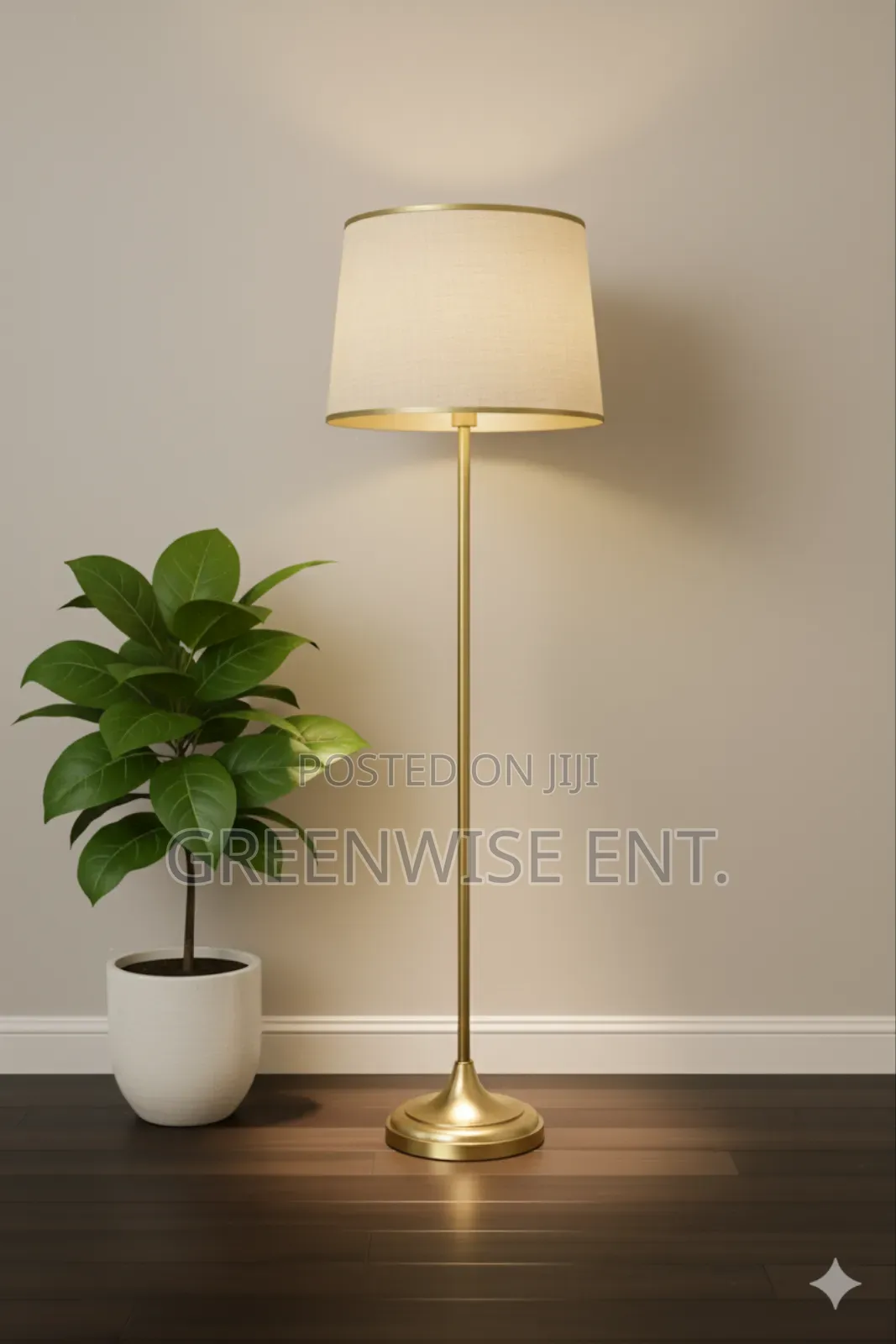 The Radiant Elegance Brass & Linen Floor Lamp