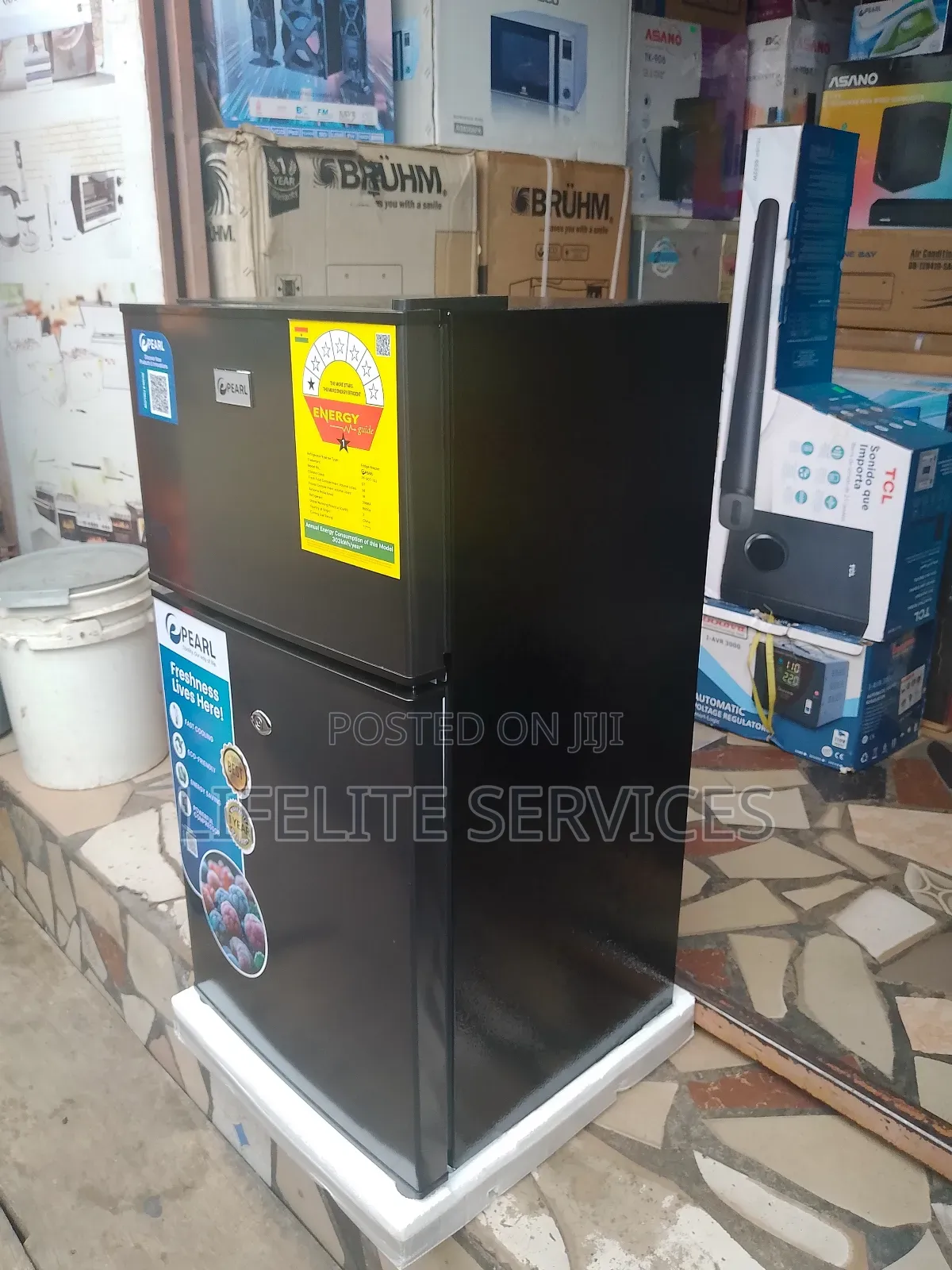 Black Shiny Fridge Table Top 2 Doors