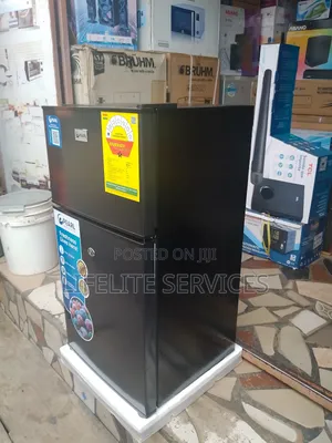 Black Shiny Fridge Table Top 2 Doors