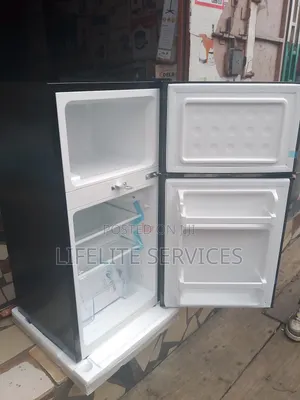 Black Shiny Fridge Table Top 2 Doors