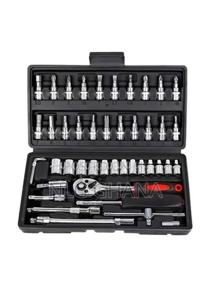46 PCS Drive Socket Ratchet Wrench Set for Household. Tvx17056